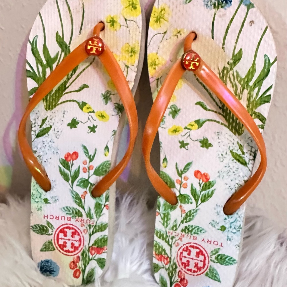 Tory Burch Orange Sandals with Vibrant Design